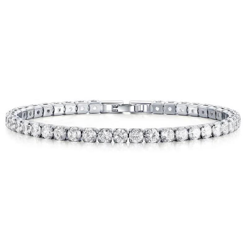 White Gold Plated And Cubic Zirconia Single Row Tennis Bracelet - Roses & Chains | Fashionable Clothing, Shoes, Accessories, & More