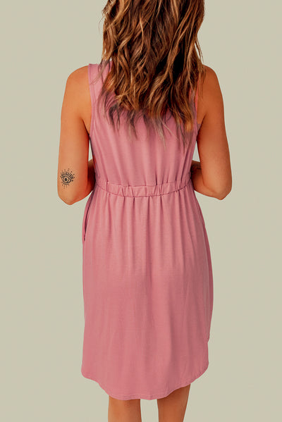 Sleeveless Button Down Mini Dress ( Available In Multiple Colors)- Full Size Run