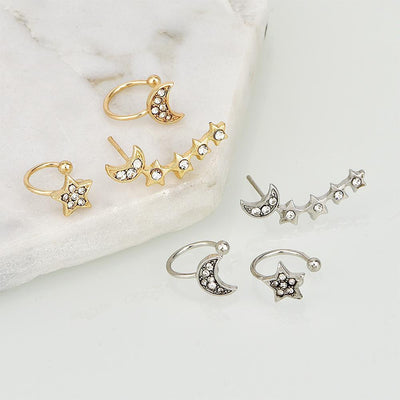 Moon & Star Earring and Cuff Set - Roses & Chains | Fashionable Clothing, Shoes, Accessories, & More