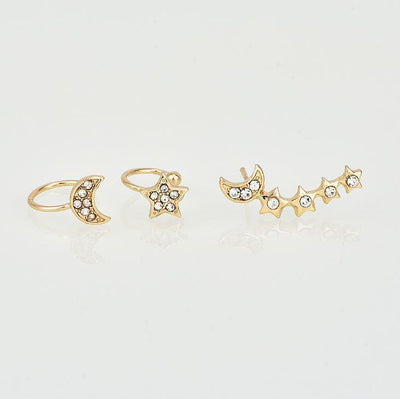 Moon & Star Earring and Cuff Set - Roses & Chains | Fashionable Clothing, Shoes, Accessories, & More