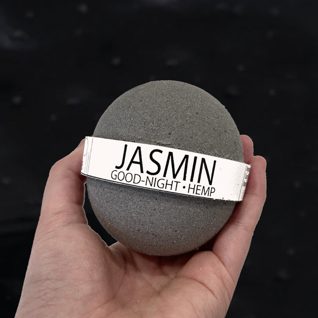 Vegan, Jasmine And Hemp Oil Bath Bomb - 8oz - Good Night Jasmine