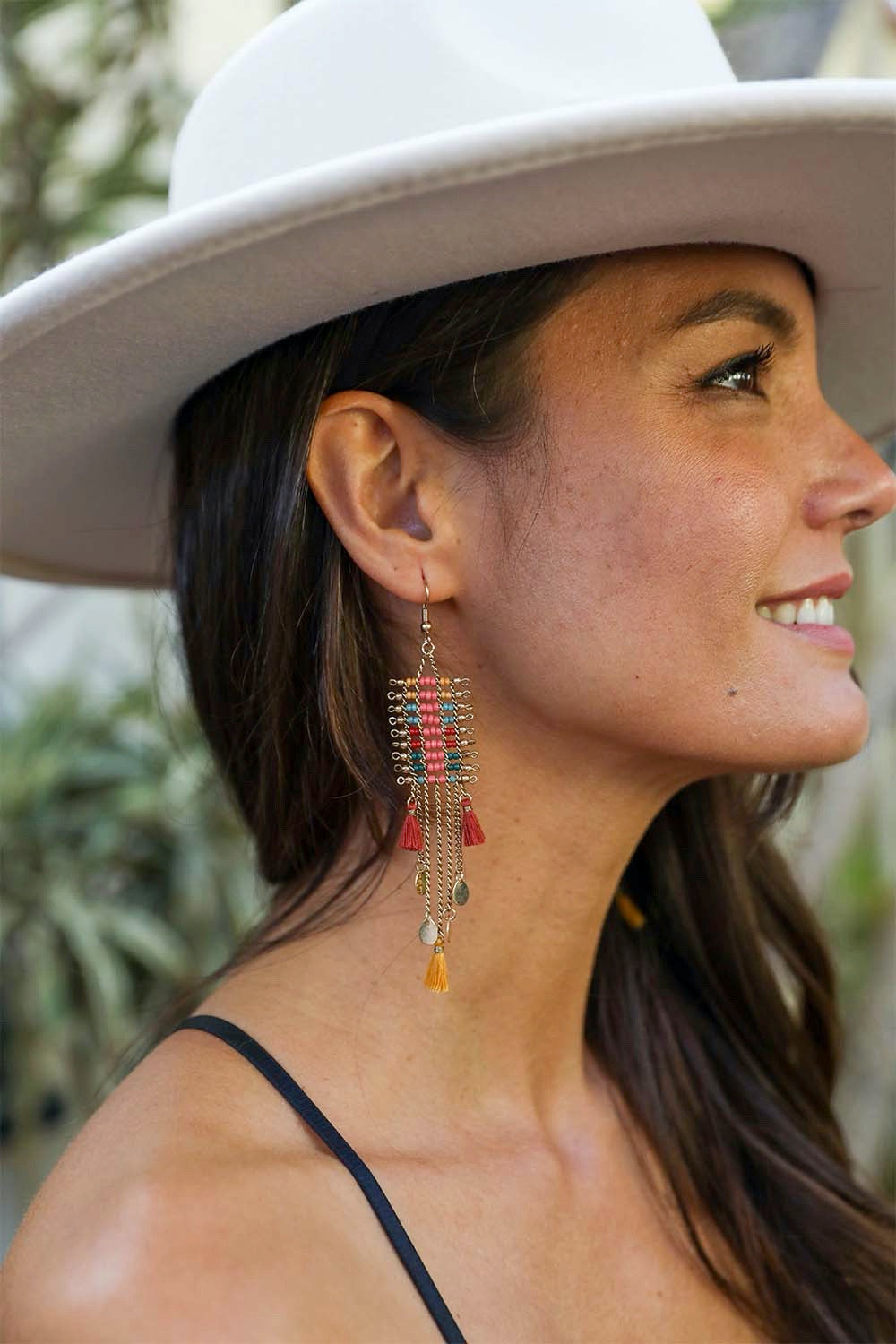 Fringe Seed Bead Earring - Roses & Chains | Fashionable Clothing, Shoes, Accessories, & More