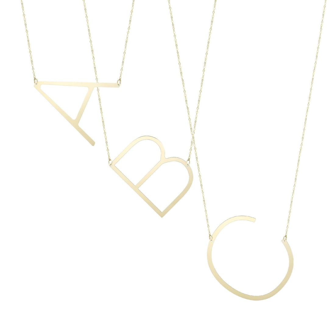 14kt Gold Polished Initial Sideways Necklace