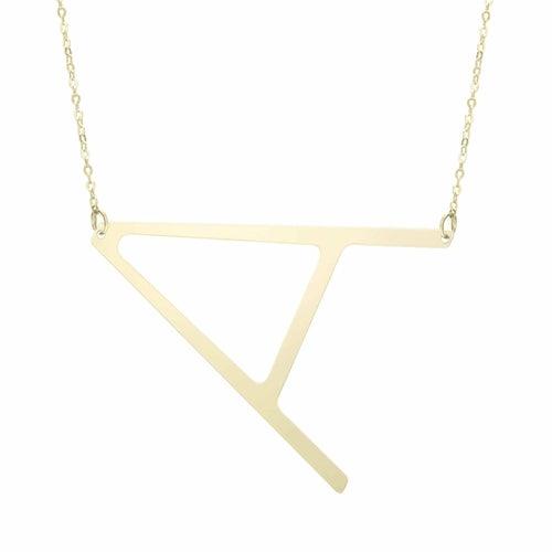 14kt Gold Polished Initial Sideways Necklace