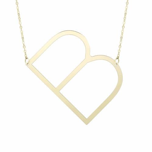 14kt Gold Polished Initial Sideways Necklace