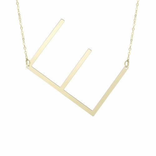 14kt Gold Polished Initial Sideways Necklace