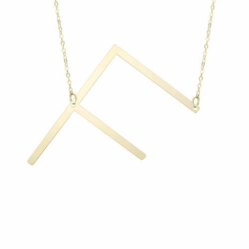 14kt Gold Polished Initial Sideways Necklace