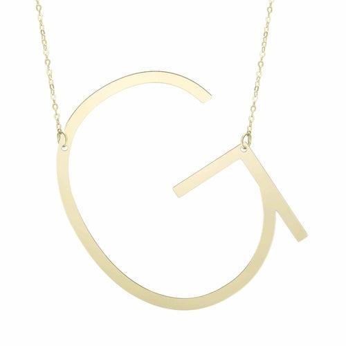 14kt Gold Polished Initial Sideways Necklace