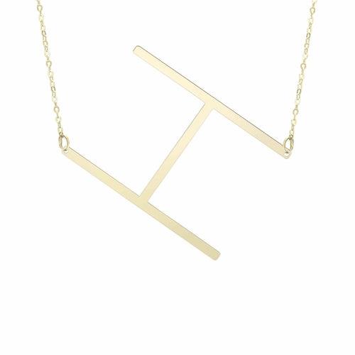 14kt Gold Polished Initial Sideways Necklace