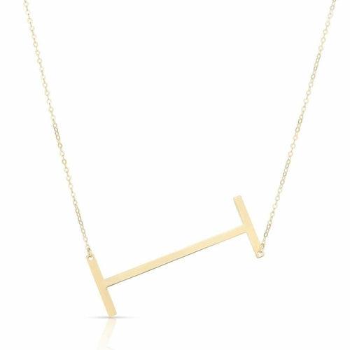 14kt Gold Polished Initial Sideways Necklace