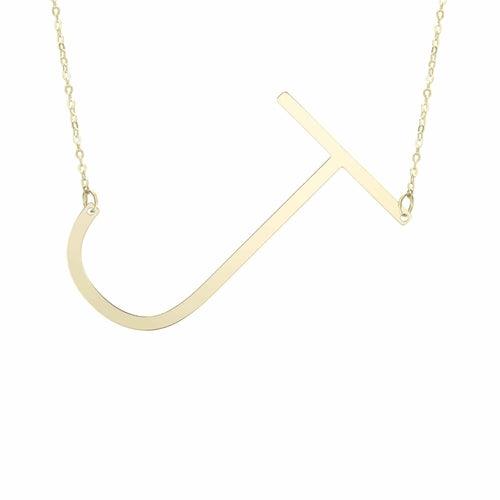 14kt Gold Polished Initial Sideways Necklace