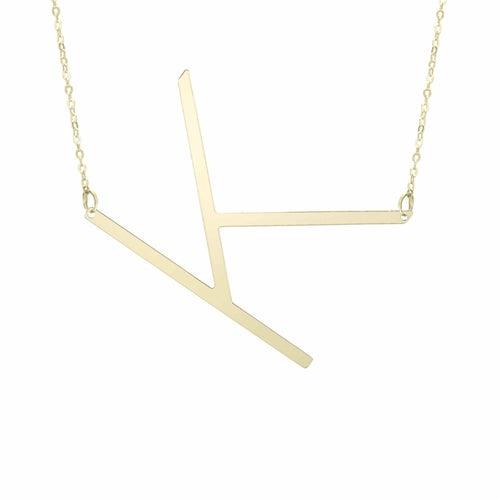 14kt Gold Polished Initial Sideways Necklace