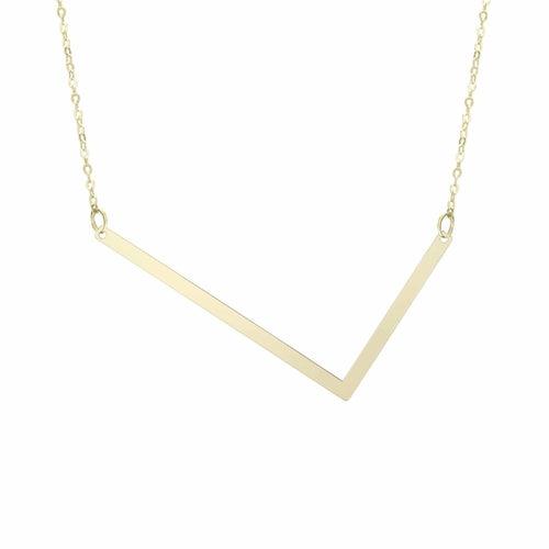 14kt Gold Polished Initial Sideways Necklace