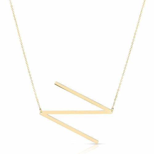 14kt Gold Polished Initial Sideways Necklace