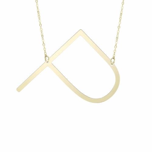 14kt Gold Polished Initial Sideways Necklace