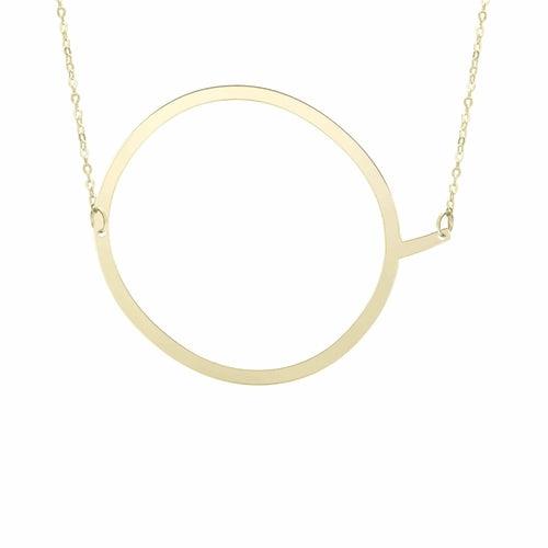 14kt Gold Polished Initial Sideways Necklace