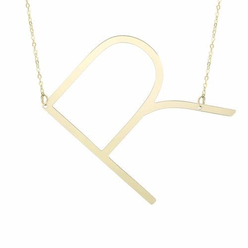 14kt Gold Polished Initial Sideways Necklace