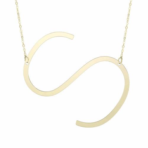 14kt Gold Polished Initial Sideways Necklace