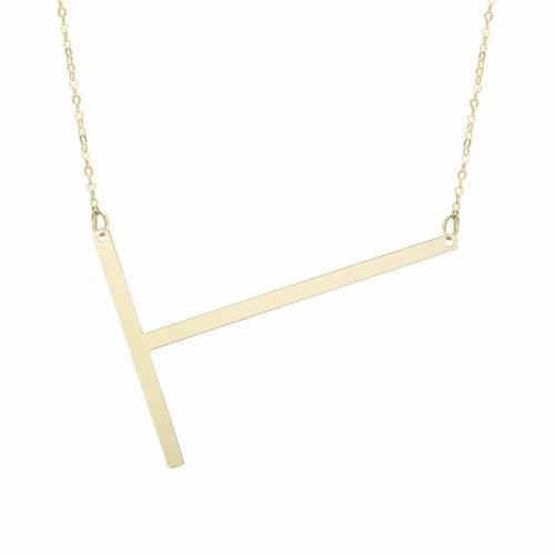 14kt Gold Polished Initial Sideways Necklace