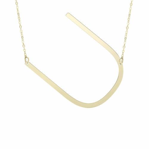 14kt Gold Polished Initial Sideways Necklace