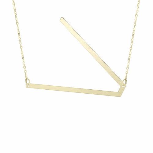 14kt Gold Polished Initial Sideways Necklace