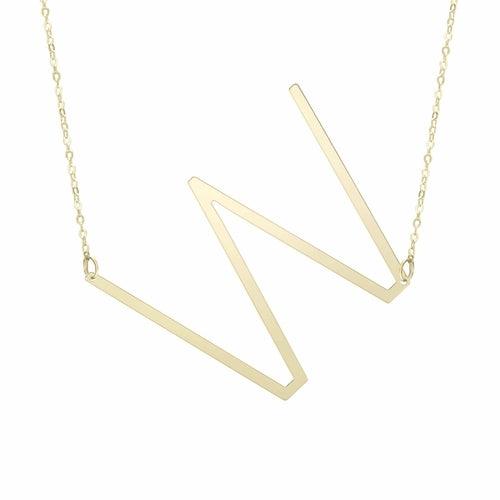 14kt Gold Polished Initial Sideways Necklace