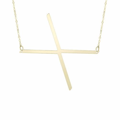 14kt Gold Polished Initial Sideways Necklace