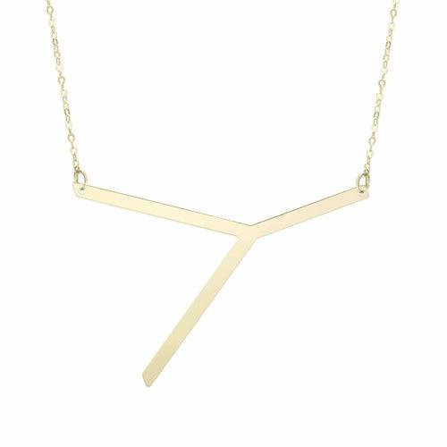 14kt Gold Polished Initial Sideways Necklace