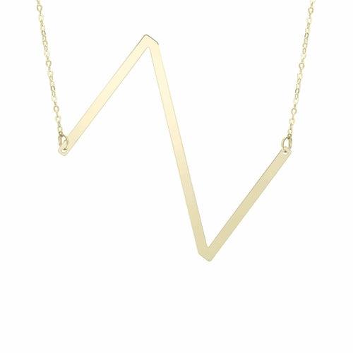 14kt Gold Polished Initial Sideways Necklace