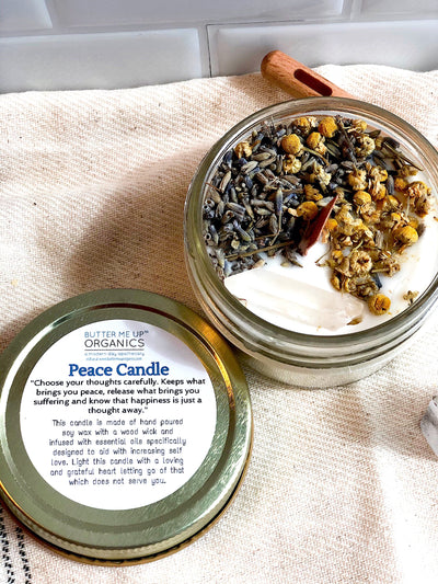 Organic Vegan Cruelty-Free Soy Wax Peace Candle With Essential Oils and Crystals - Roses & Chains | Fashionable Clothing, Shoes, Accessories, & More