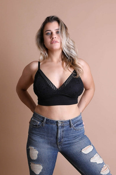 Waistband Loop Lace Brami Top- Plus Sizes - Roses & Chains | Fashionable Clothing, Shoes, Accessories, & More
