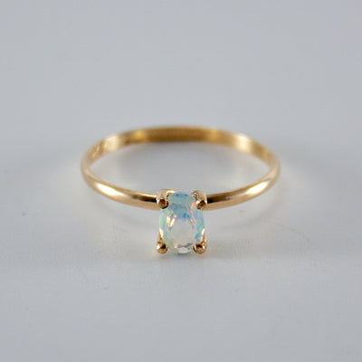 100% Natural Opal Oval Solitaire 14k Gold Filled Ring